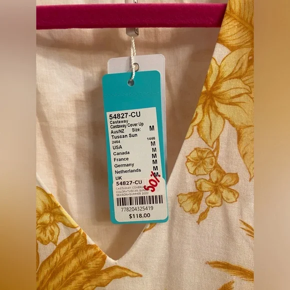 Seafolly Cast Away Tuscan Sun 100% Cotton Beach Cover Up Dress SzM - Picture 10 of 14